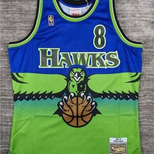 Mitchell & Ness Blue and Green Hawks Jersey